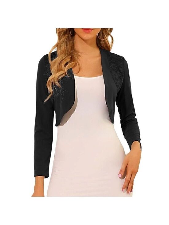 Allegra K Tops - Allegra K Long Sleeve Open Crop Top XL